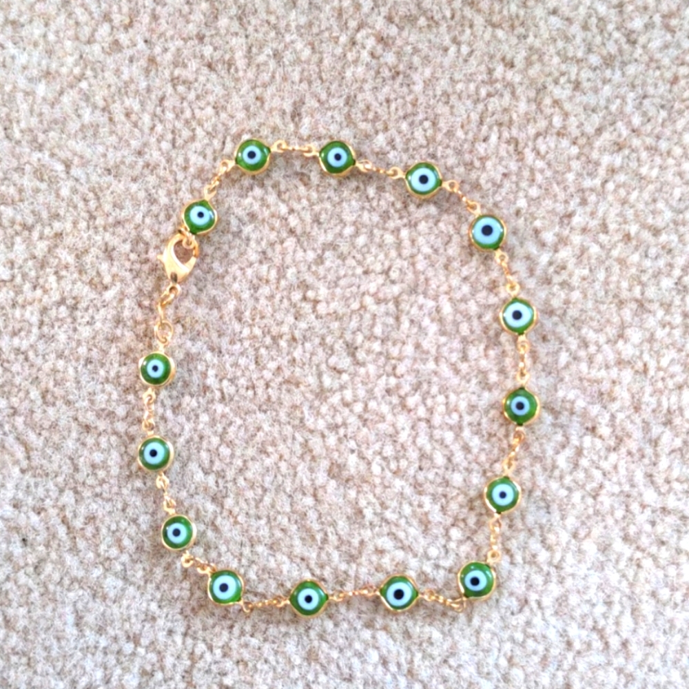 Green Evil Eye Ankle Bracelet